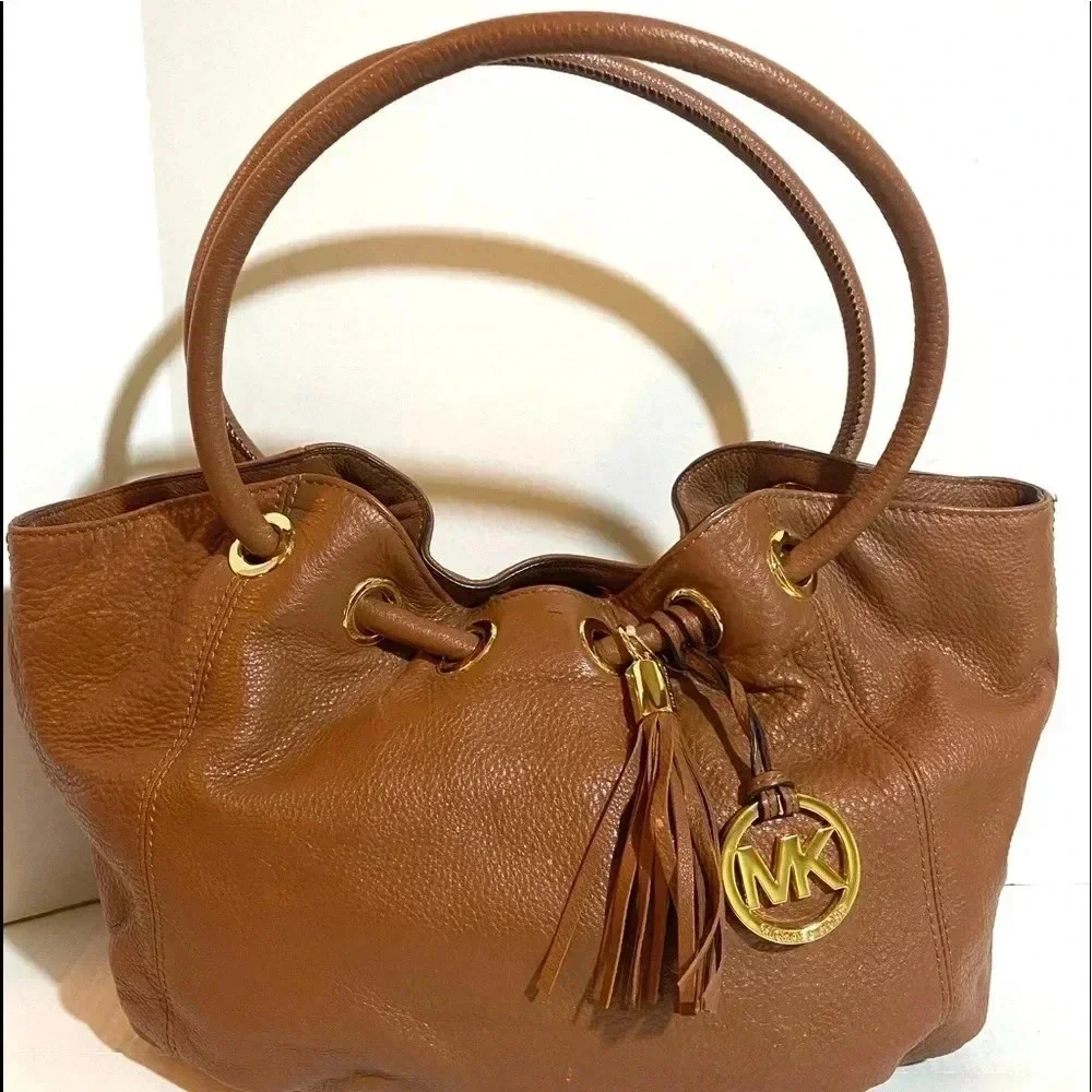 Michael kors brown leather satchel handbag